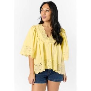 Sunny Yellow Eyelet Blouse
